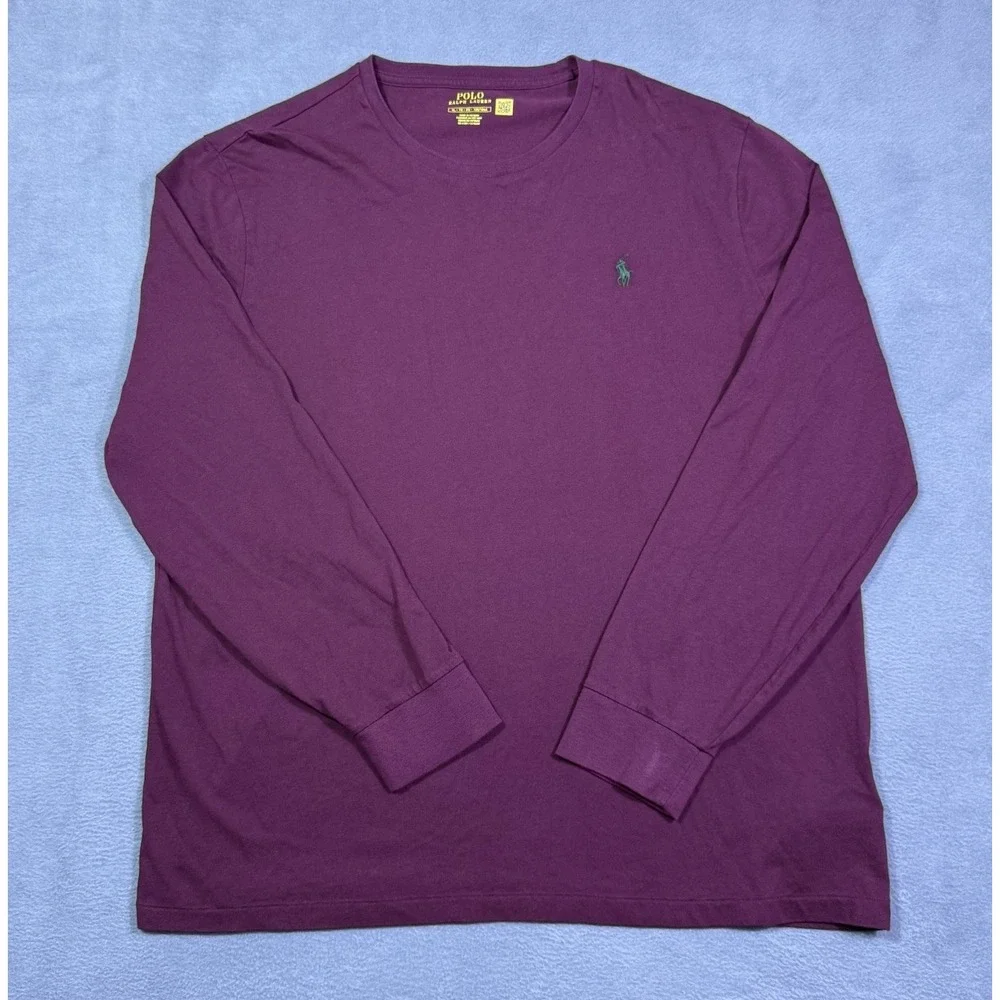 Polo Ralph Lauren T Shirt Mens XL Maroon Crew Neck Long Sleeve Normcore